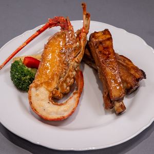 極饗焗烤龍蝦(半尾)x味噌焦糖豬肋排 6oz